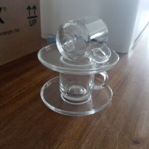 Nespresso Clear Glass Espresso Cup & Saucer Set. 2 Sets For $5